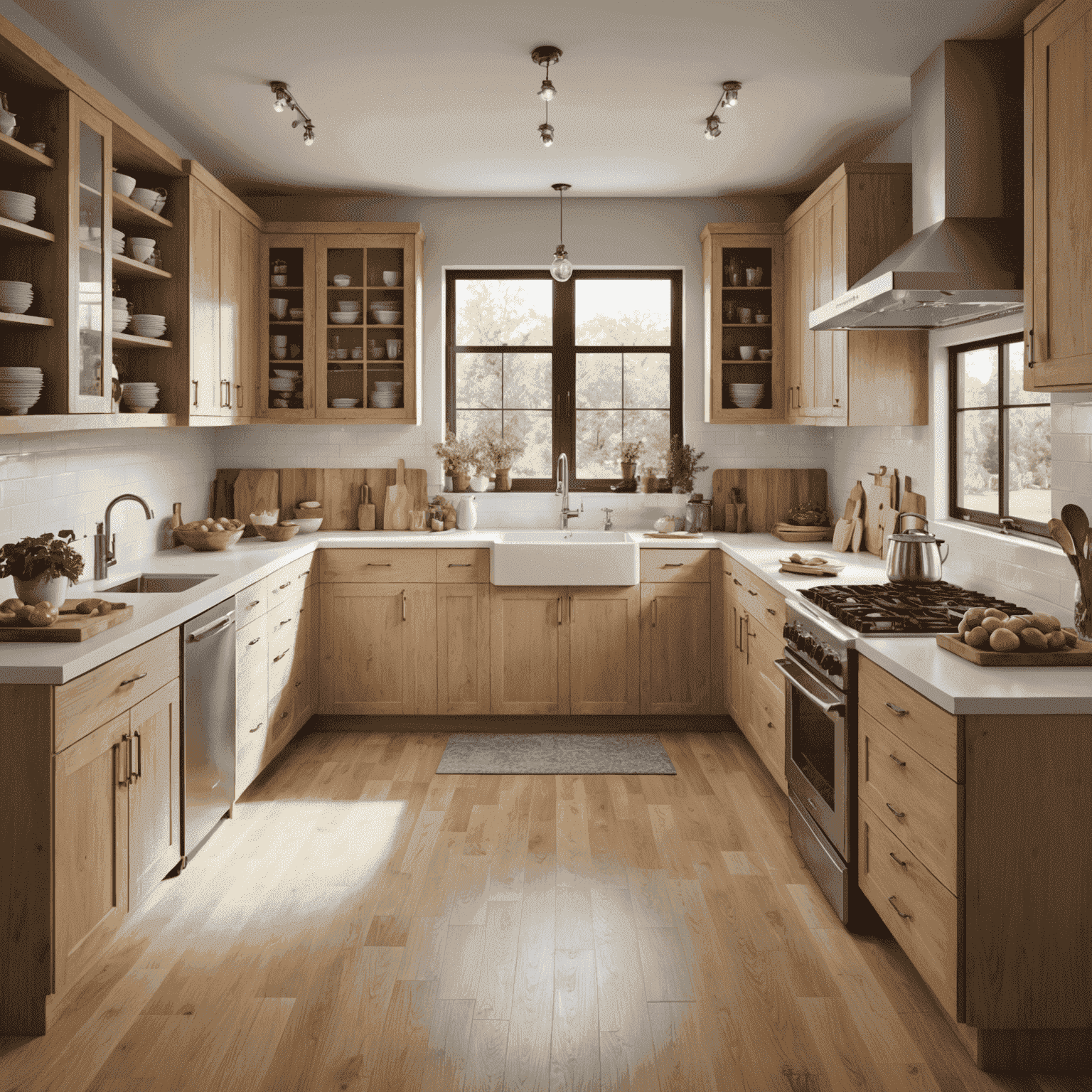 A kitchen layout optimized for easy access, with low cabinets, ergonomic appliances, and clearly labeled storage for dietary needs